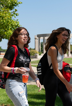 Students walking on campus