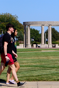 Students walking on campus