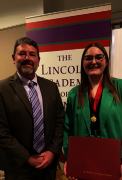 Provost Brandon Schwab with student Molly Harms 