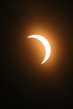 The moon parcially covering the sun during the 2017 eclipse. 