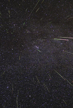 Lights fill the sky from the Perseid meteor shower