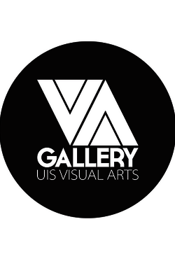 VA Gallery UIS Visual Arts logo, black circle with white text.