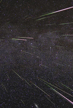 Lights fill the sky from the Perseid meteor shower