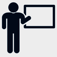Faculty at whiteboard icon