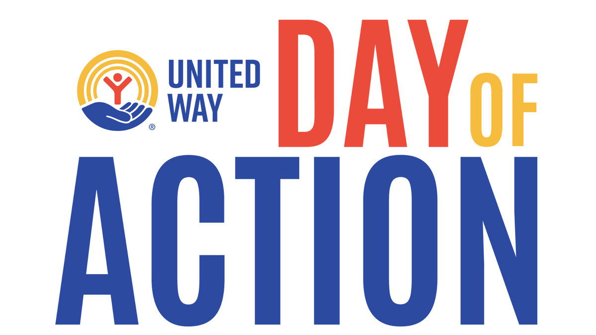 United Way Day of Action logo with blue, red and orange text.