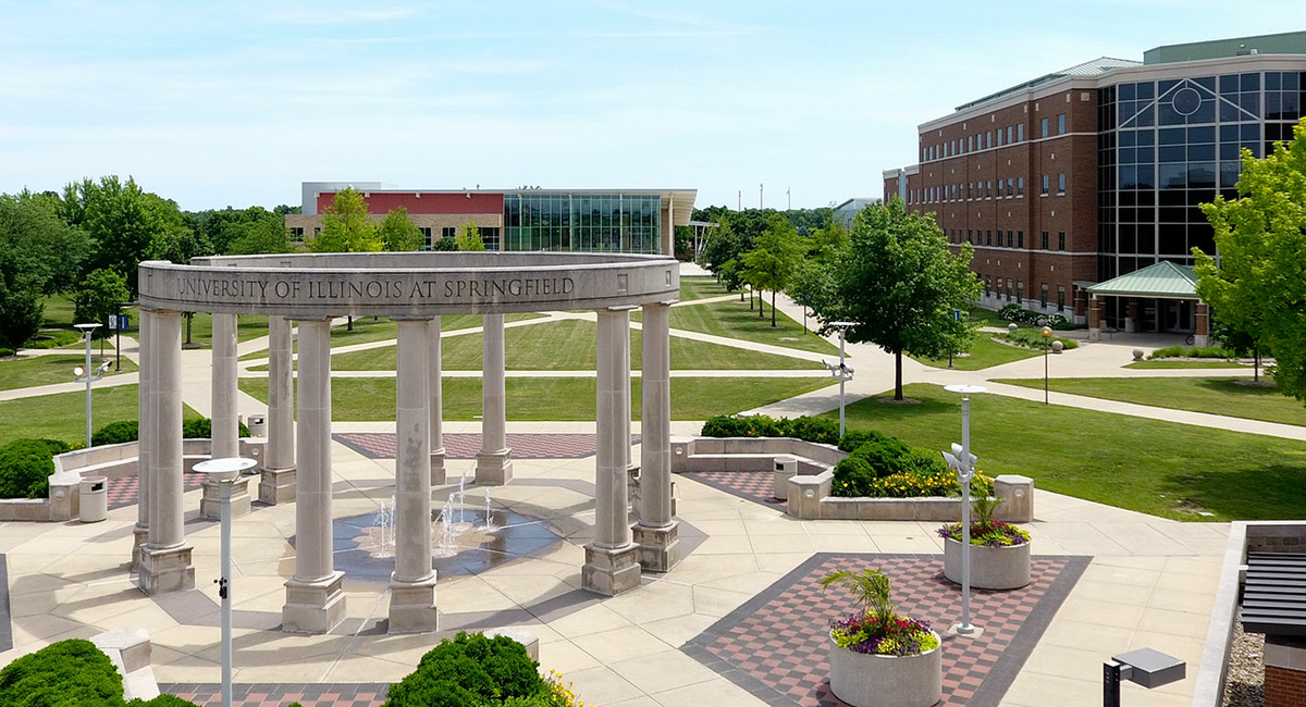 drone shot of UIS campus