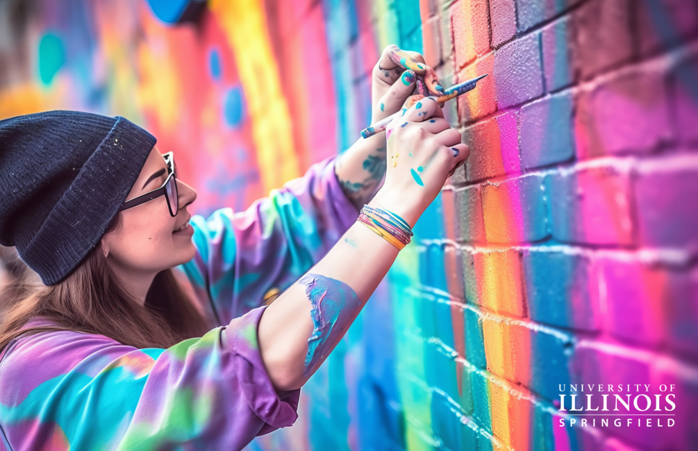 Artist painting a mural