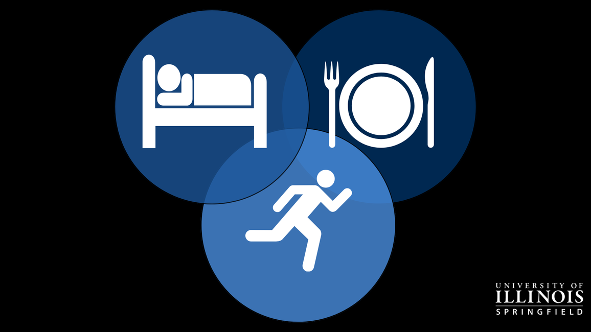 Three logos representing sleep, nutrition, and activity.