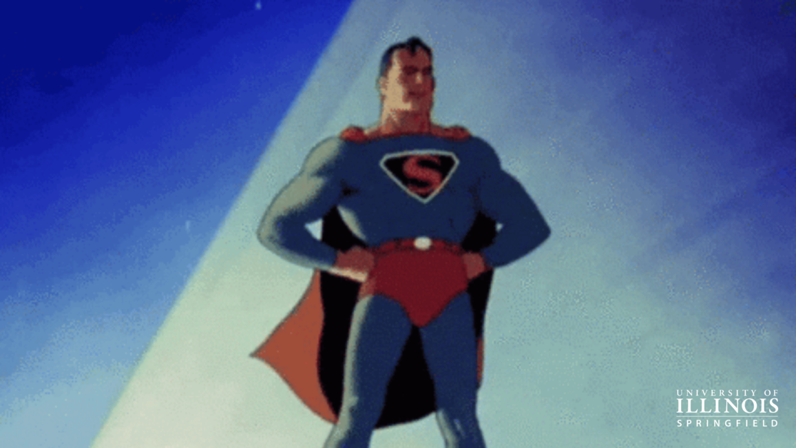 Superman in superman stance.