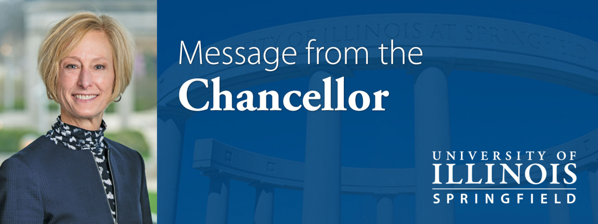 Chancellor Gooch with text saying "Message from the Chancellor."