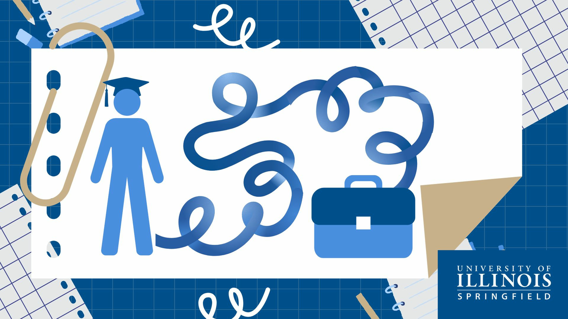 a squiggly line from a graduate to a briefcase