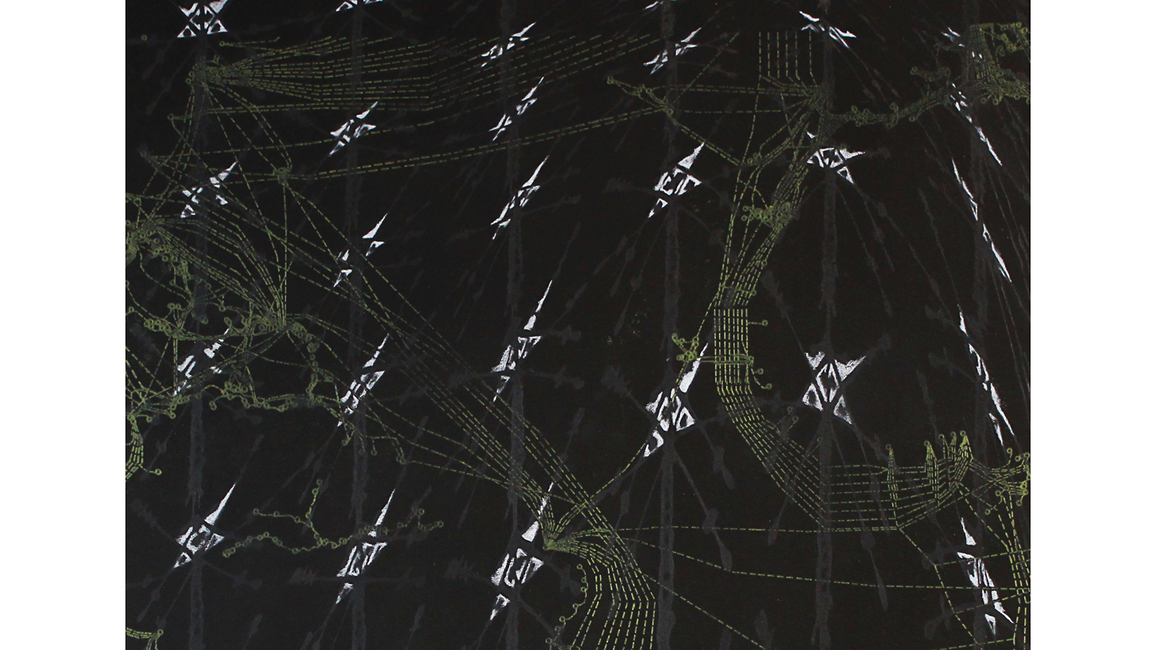 White arrows on a black background forming diagonal patterns.