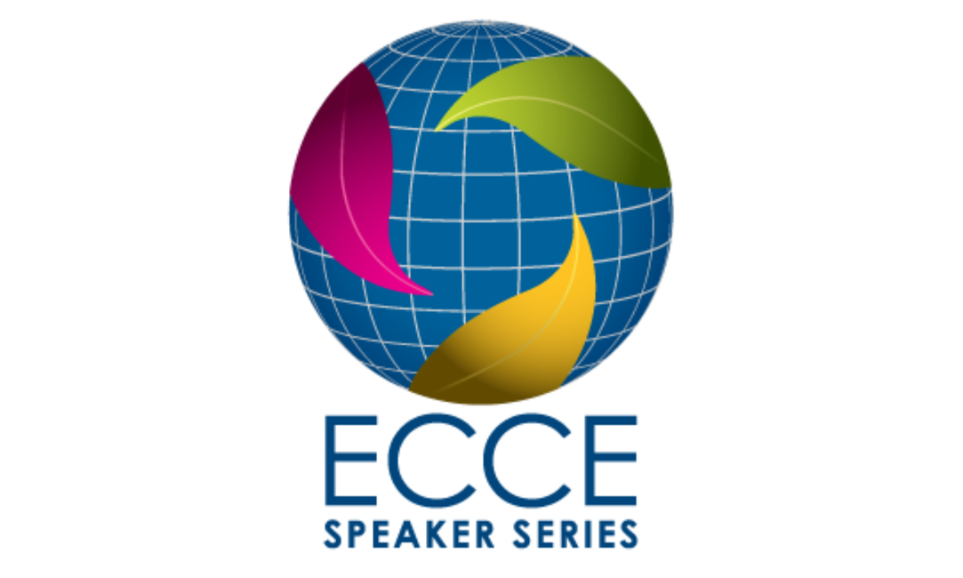 ECCE Speaker Series logo with globe and colorful leaf shapes.