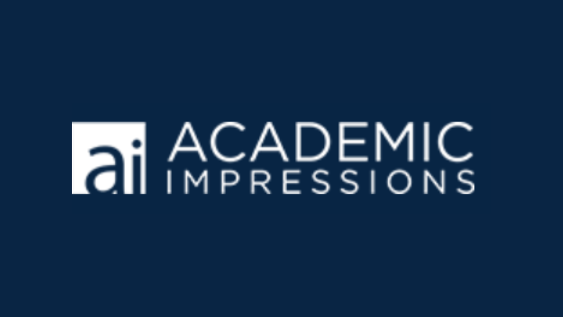 Academic Impressions logo with a dark background.