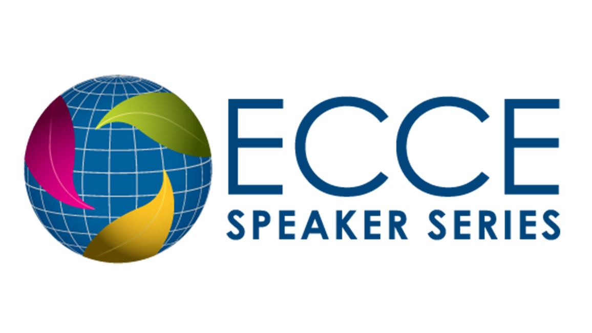 ECCE Speaker Series logo with a colorful globe design.