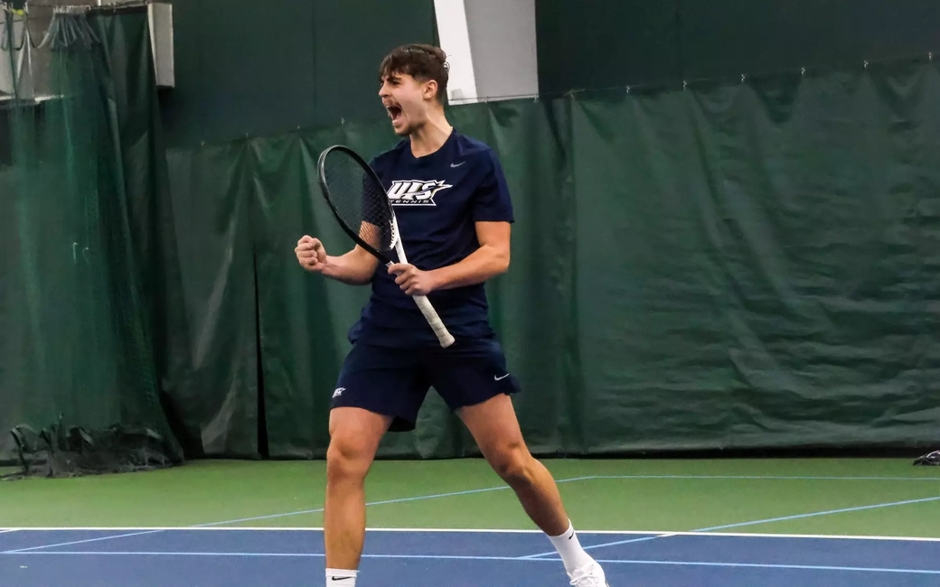 UIS Tennis Player Miran Todorovic celebrates a point