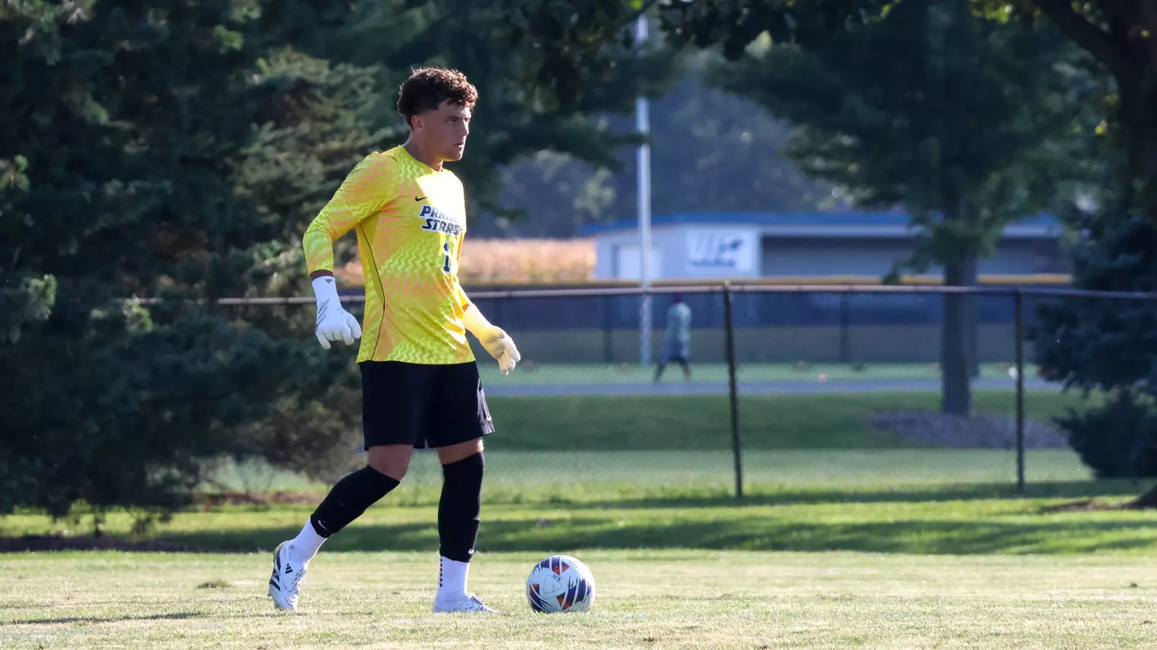 Kevin Kardel goalkeeping in yellow UIS jersey at Kiwanis Stadium
