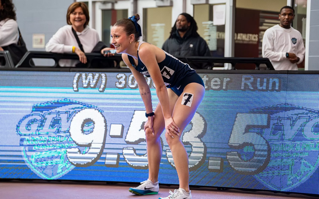 Madelyn Miller-Ross after winning GLVC title in the 3k