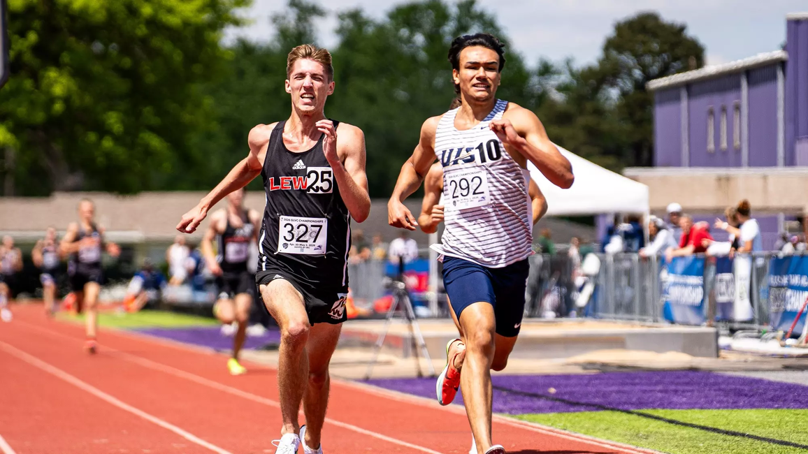 Matt Padilla running an outdoor track race