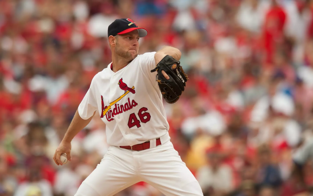 Jason Simontacchi pitching for St. Louis Cardinals