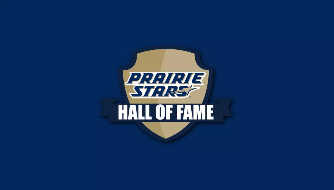 Prairie Stars Hall of Fame logo on UIS blue background
