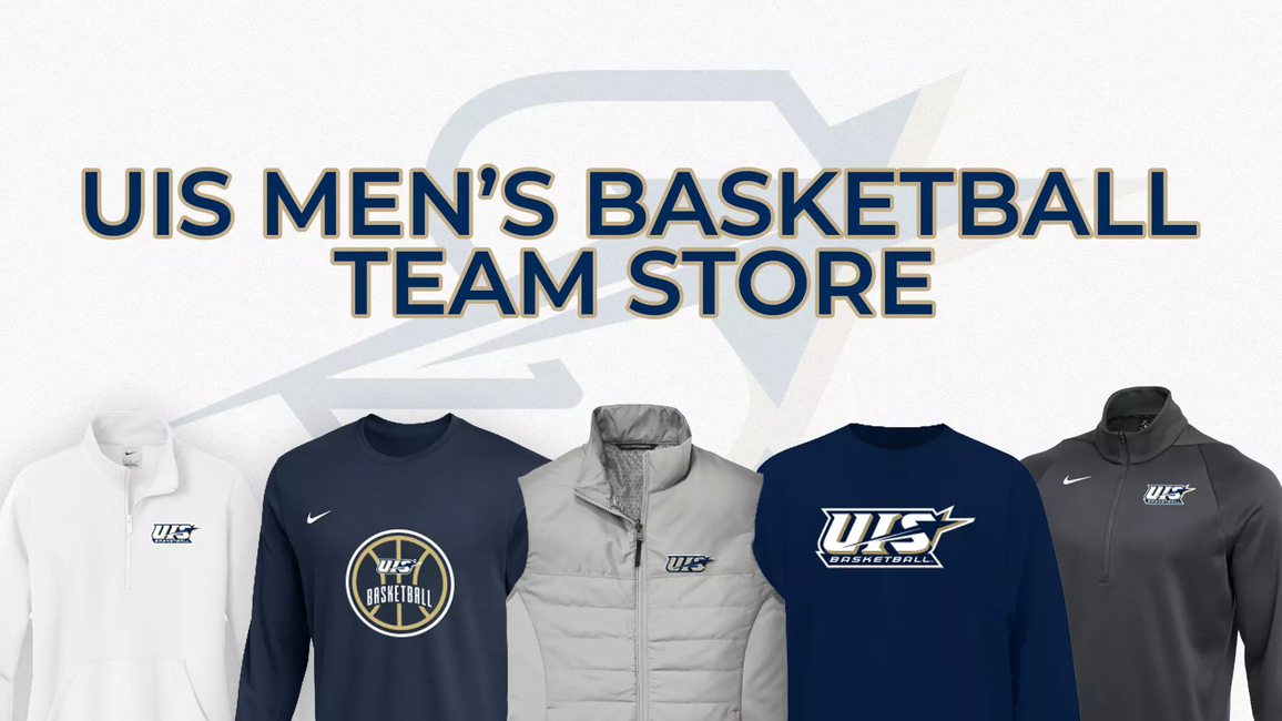 UIS Men's Basktball Team Store, images of gear for sale like jackets and quarterzips