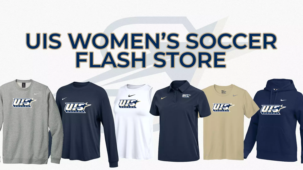 UIS Women's Soccer Flash Store, images of assorted gear in UIS colors