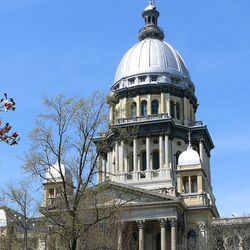 Illinois State Capitol during spring
