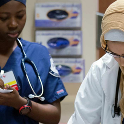 nursing students in the simulation lab
