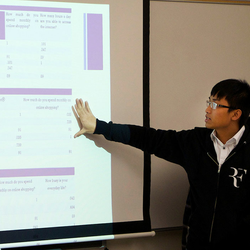 student at whiteboard