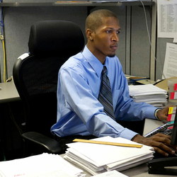 student at desk