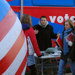 students in voting booth