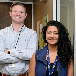 students in front of public health sign