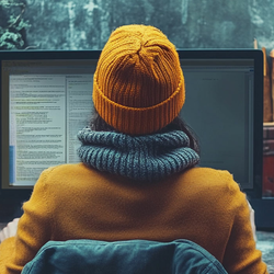 a person creating a document on a computer