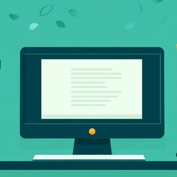a cartoon of a desk with a computer that has a document on screen