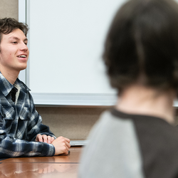 students having class discussion