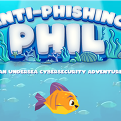 Underwater scene with orange cartoon fish and title "Anti-Phishing Phil".