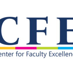 CFE logo with colored underline and "Center for Faculty Excellence" text.