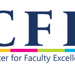 CFE logo with colorful underline and text "Center for Faculty Excellence".