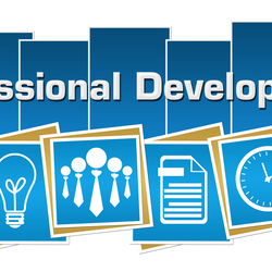 Professional Development text with icons that represent aspects of professional development