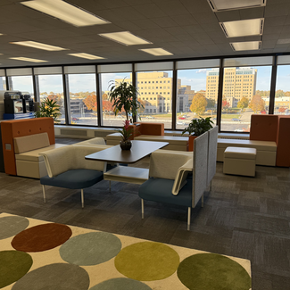 4chair desk and view from outside the window