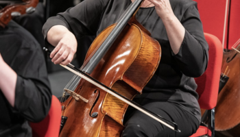 female playing cello