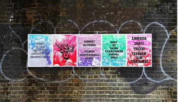 Picture of five paintings by artist Aaron Hughes