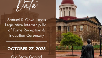 Save the Date announcement with photo of the Old State Capitol