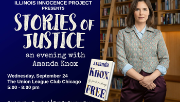 Save the Date announcement with photo of Amanda Knox