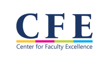 CFE logo with colored underline and text: Center for Faculty Excellence.
