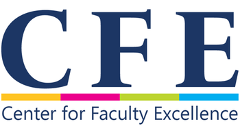 CFE logo with colorful underline and text "Center for Faculty Excellence".