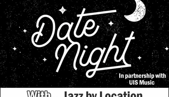 Date Night with Jazz by Location flyer. Background of stars and a moon