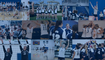 A collage of volleyball game photos