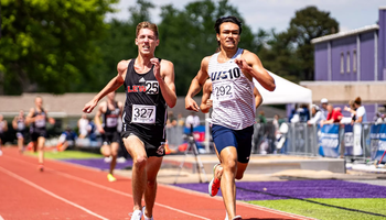 Matt Padilla running an outdoor track race